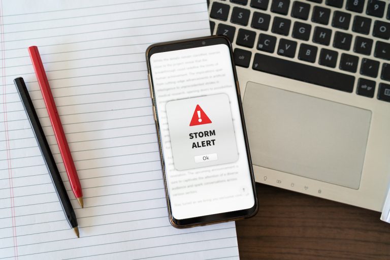 A Storm alert notification appearing on a smartphone