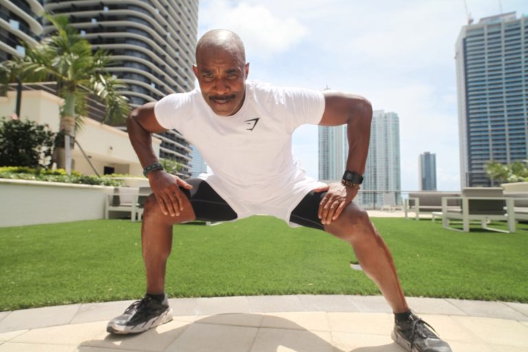 Man posing ready to work out.