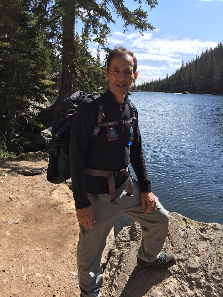 Man in hiking gear on a hike