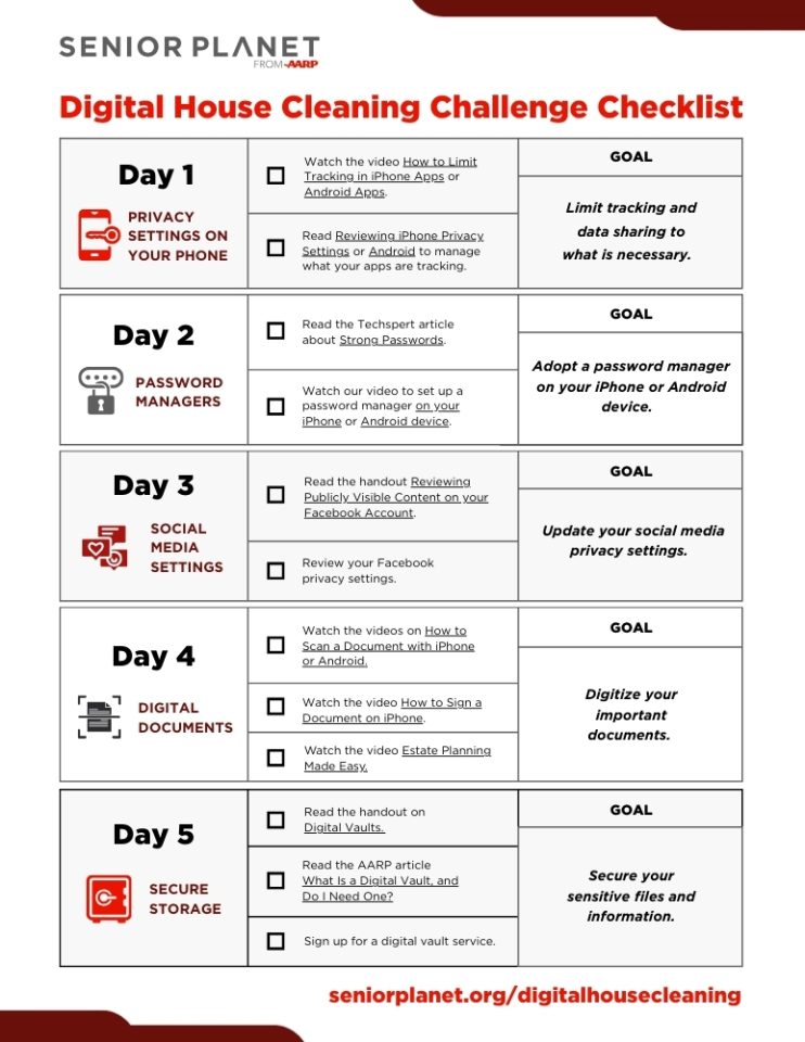 Digital House Cleaning Challenge Checklist